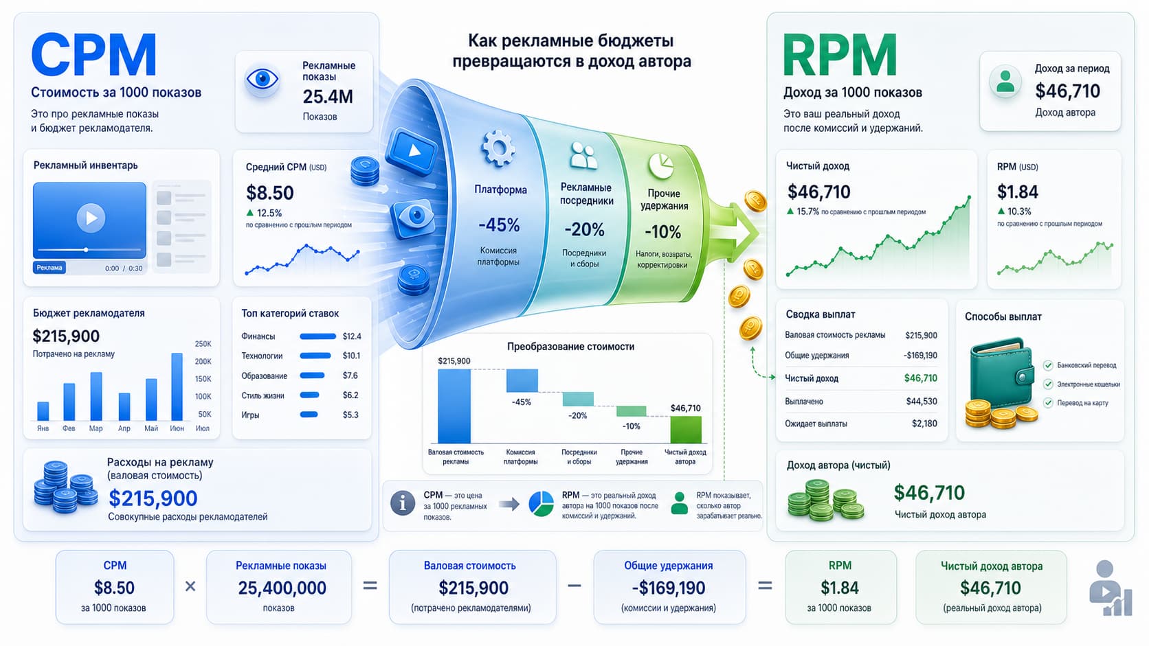 Разница между CPM и RPM в монетизации YouTube